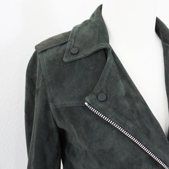 Allsaints Edwards Biker Goat Suede Leather Motorcycle Zipper Buckle Jacket, US 2 - Picture 8 of 15